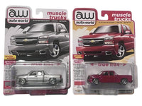 2024 Auto World 2006 Chevy Silverado SS Truck Extended Cab w/Fleetside Bed (Red&Silver) Lot of 2